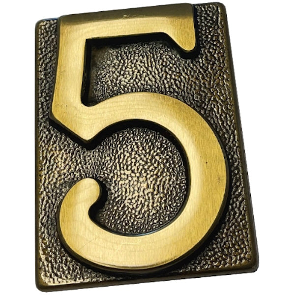 SILMEC NUMERO CIVICO "5" IN OTTONE ANTICO MM60X80 PER PLACCA