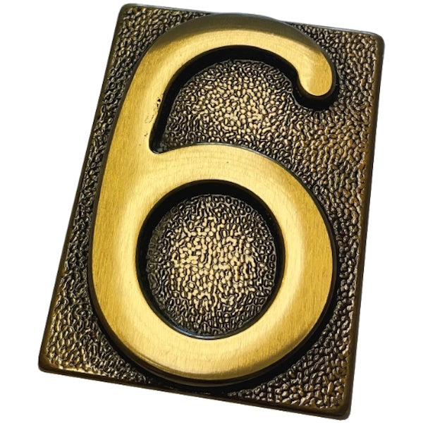 SILMEC NUMERO CIVICO "6" IN OTTONE ANTICO MM60X80 PER PLACCA