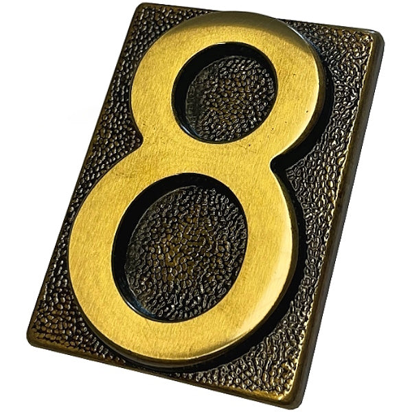 SILMEC NUMERO CIVICO "8" IN OTTONE ANTICO MM60X80 PER PLACCA