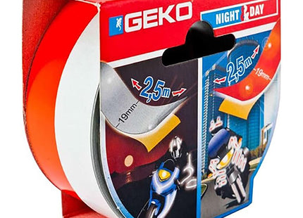 GEKO 31500/1 NASTRO FLUO RIFRANGENTE COLORE BIANCO/ROSSO MM19X2,5MT