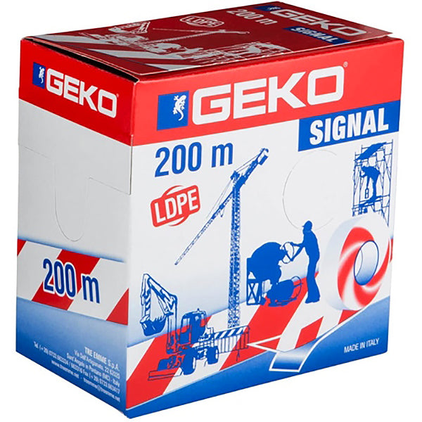 GEKO 200/25 NASTRO SEGNALETICO BIANCO/ROSSO MM.70X200 MT.