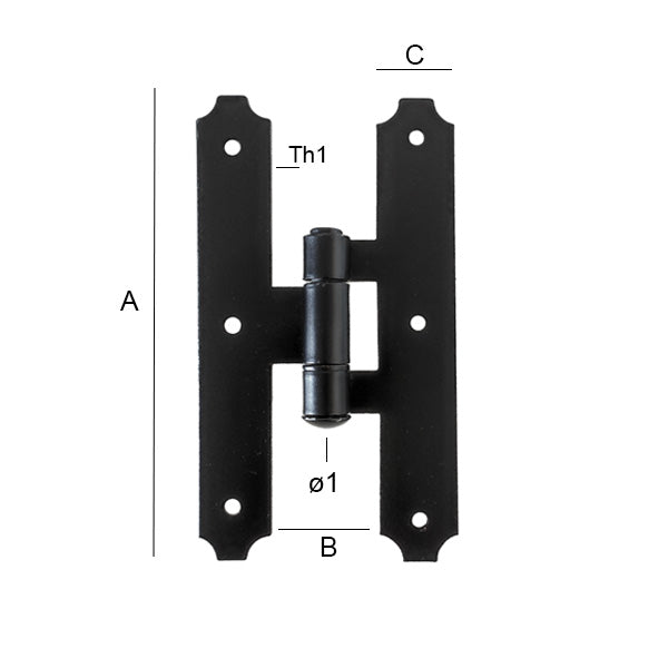 OM4 CANTONALE TIPO TORINO CERNIERATO CON SPINA FISSA NERO