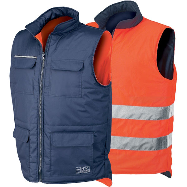 ISSA GILET REVERSE ALTA VISIBILITA' ARANCIO FLUO/BLU NAVY