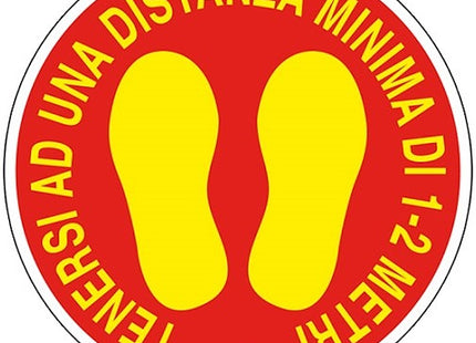 SEGNALE TENERSI AD UNA DISTANZA MINIMA...ADESIVO CALPESTABILE