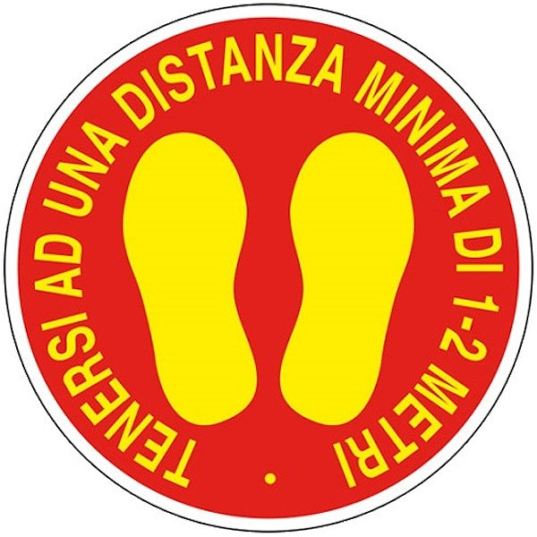 SEGNALE TENERSI AD UNA DISTANZA MINIMA...ADESIVO CALPESTABILE