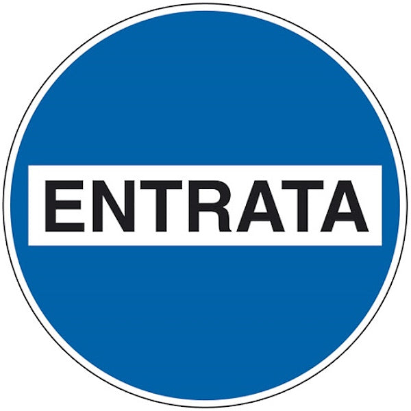 SEGNALE ENTRATA BLU ADESIVO TONDO