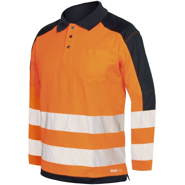 ISSA POLO MANICA LUNGA ALTA VISIBILITA' ARANCIO FLUO/BLU NAVY