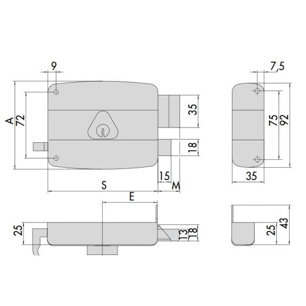 CISA SERRATURA DA APPLICARE CON TIRANTE E CILINDRO