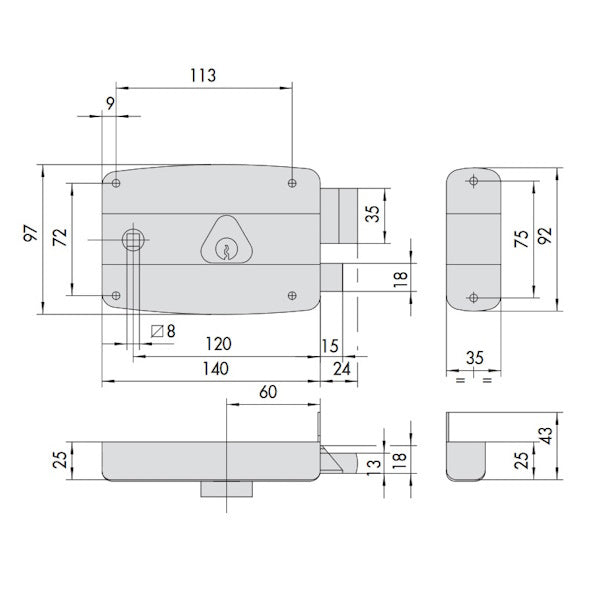 CISA SERRATURA DA APPLICARE CILINDRO E QUADRO MANIGLIA