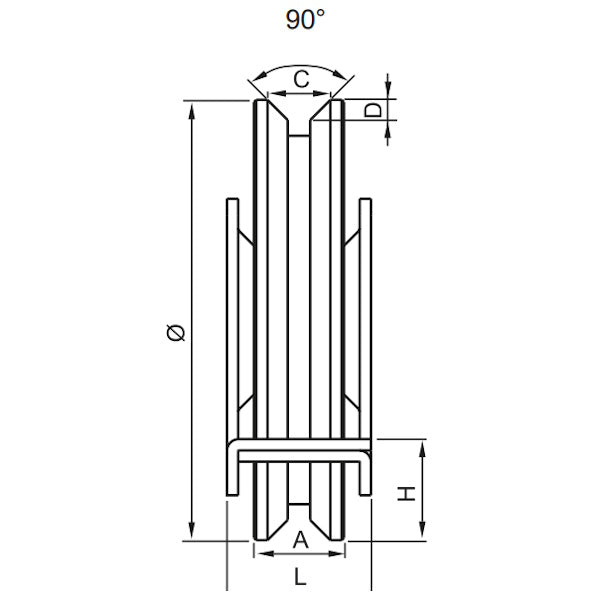 NOVA-FERR RUOTA ZINCATA GOLA AD Y CON 2 CUSCINETTI SUPPORTO CHIUSO