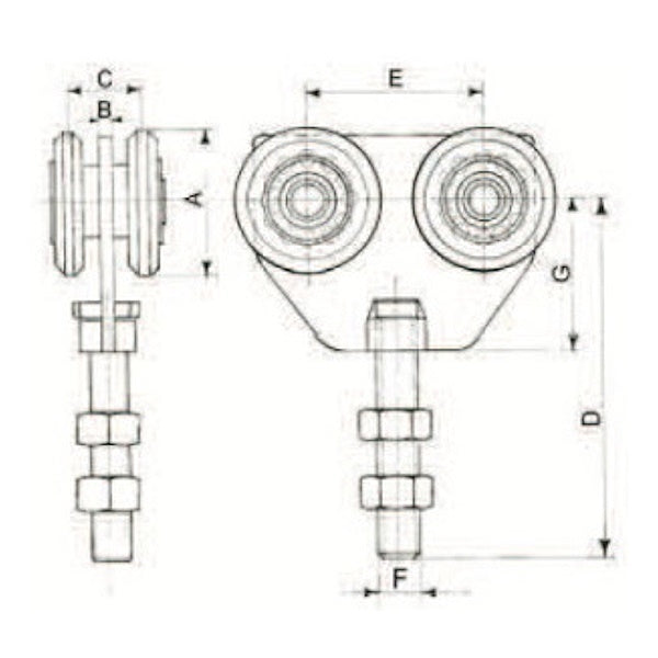 NOVA-FERR CARRELLO A 4 CUSCINETTI IN ACCIAIO ZINCATO BIANCO