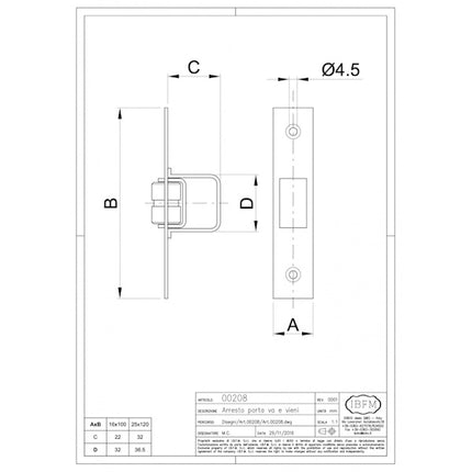 IBFM ARRESTO PER PORTE VA E VIENI ART. 208 MM.16X100