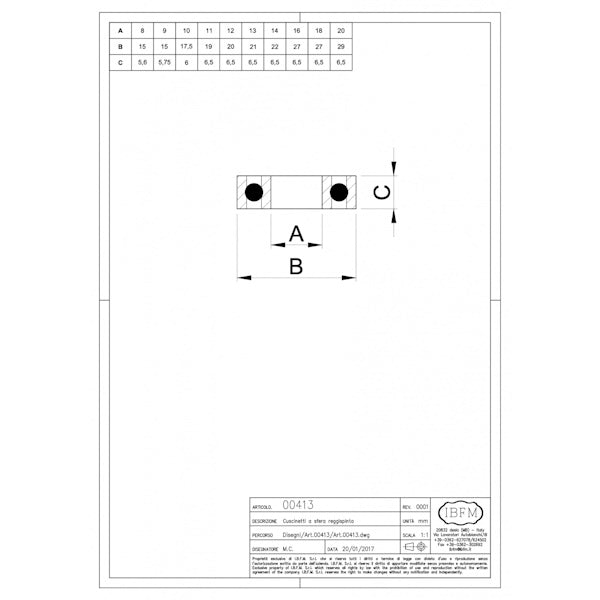 IBFM CUSCINETTO A SFERA REGGISPINTA PER CERNIERE ART. 413/Z