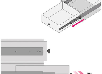 RAM GUIDE PER CASSETTI A SFERA ESTRAZIONE TOTALE PORTATA KG 45
