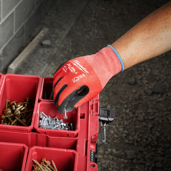 MILWAUKEE GUANTI MOD. CUT D GLOVES COLORE ROSSO/NERO