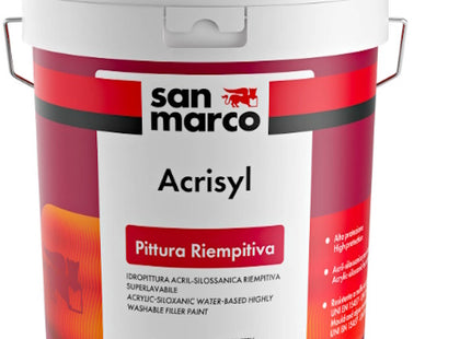 SAN MARCO ACRISYL PITTURA RIEMPITIVA BIANCO LT 5 SUPERLAVABILE ESTERNI