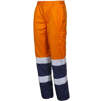 ISSA PANTALONE ALTA VISIBILITA' LIGHT ARANCIO FLUO/BLU NAVY TG.XL