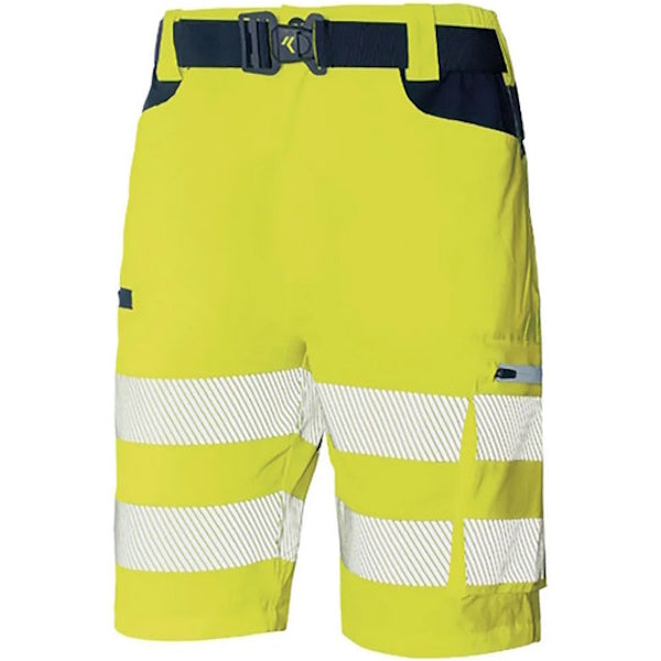 ISSA PANTALONCINO ALTA VISIBILITA' LIGHT GIALLO FLUO/BLU NAVY