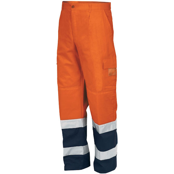 ISSA PANTALONE ALTA VISIBILITA' IN FUSTAGNO ARANCIO FLUO/BLU