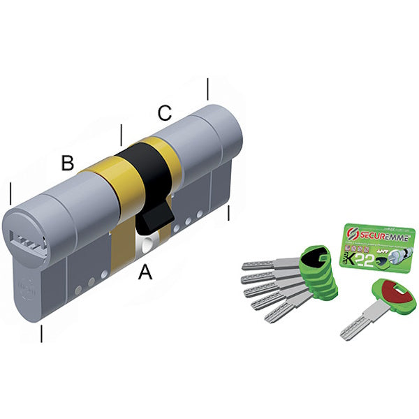 CILINDRO SECUREMME DI SICUREZZA EvoK22 CCS Mm. 31-51 Profilo Europeo Il