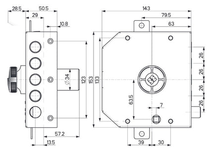 MOTTURA SERRATURA APPLICARE C10 TRIPLICE ENTRATA MM63 ART.89A.431