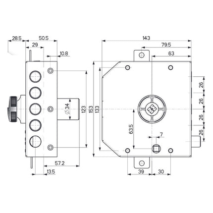 MOTTURA SERRATURA APPLICARE C10 TRIPLICE ENTRATA MM63 ART.89A.431 SX