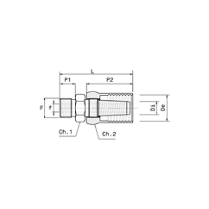 ANI ART. 10/C ATTACCO FILETTATO CON MASCHERINA 1/4"M D.MM 6X14
