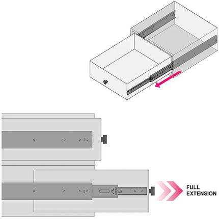 RAM GUIDE PER CASSETTI A SFERA ESTRAZIONE TOTALE PORTATA KG 30 MM400