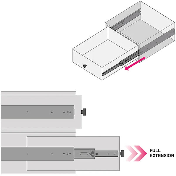 RAM GUIDE PER CASSETTI A SFERA ESTRAZIONE TOTALE PORTATA KG 30