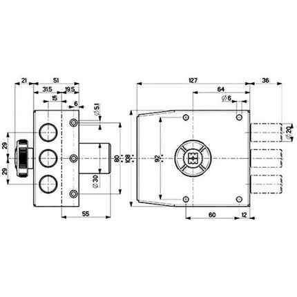 MOTTURA SERRATURA APPLICARE C10 LATERALE ENTRATA MM64 ART.30.401 SX