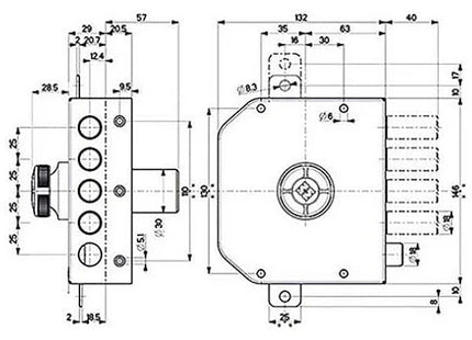 MOTTURA SERRATURA APPLICARE C10 TRIPLICE ENTRATA MM63 DX ART.30.631