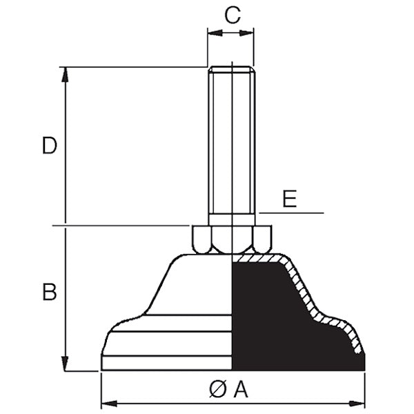 LAGOS PIEDE ANTIVIBRANTE IN INOX A2 BASE ADIPRENE