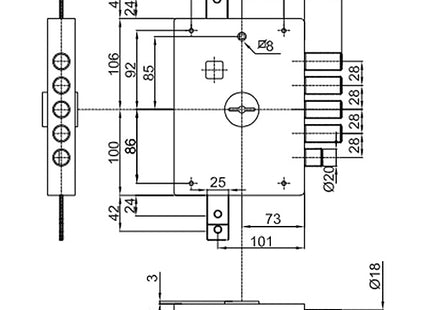 DIERRE SERRATURA APPLICARE TRIPLICE SERIE DOPPIA MAPPA ENTRATA MM70