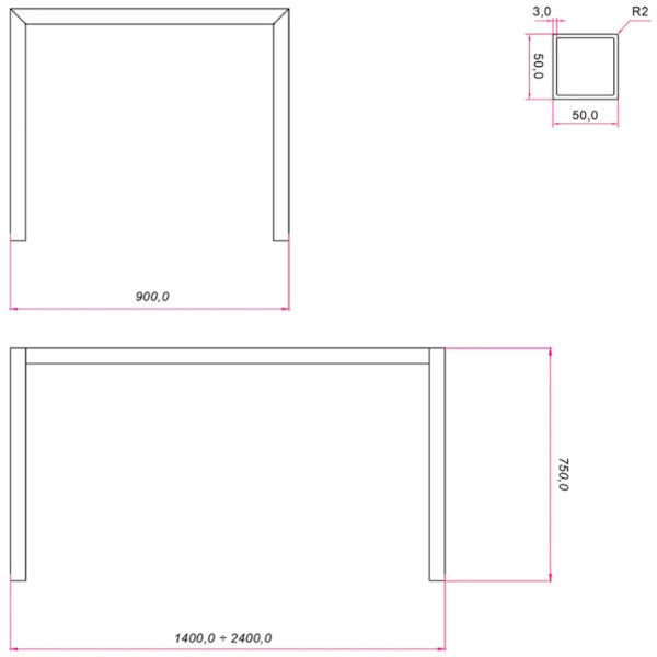 RAM STRUTTURA PER TAVOLI ALLUNGABILE