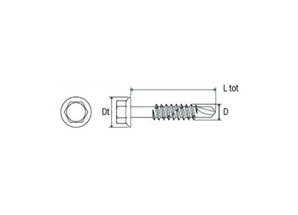 MUSTAD VITE KOVERVIT DX TE AUTOPERFORANTE CHROMITING D.MM 6,3X140