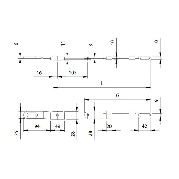 COMUNELLO CATENACCIO A LEVA PUNTA ARROTONDATA ZINCATO ART.720