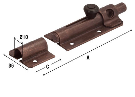 ALDEGHI ART. 248 CATENACCIO PORTA LUCCHETTO ASTA TONDA BRONZATO MM105