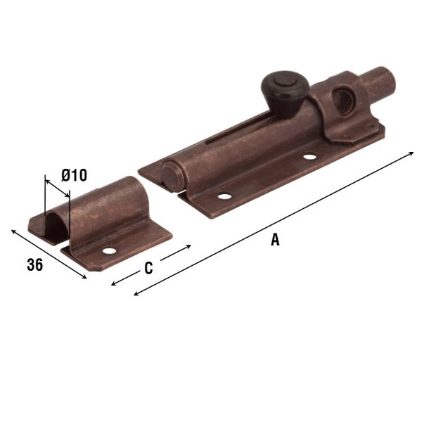 ALDEGHI ART. 248 CATENACCIO PORTA LUCCHETTO ASTA TONDA BRONZATO