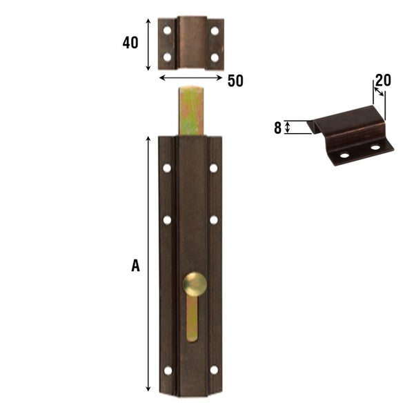 ALDEGHI ART. 262 CATENACCIO VERTICALE RICOPERTO PESANTE BRONZATO