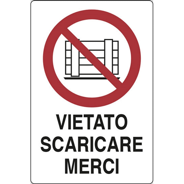 SEGNALE VIETATO SCARICARE MERCI IN ALLUMINIO MM500X350