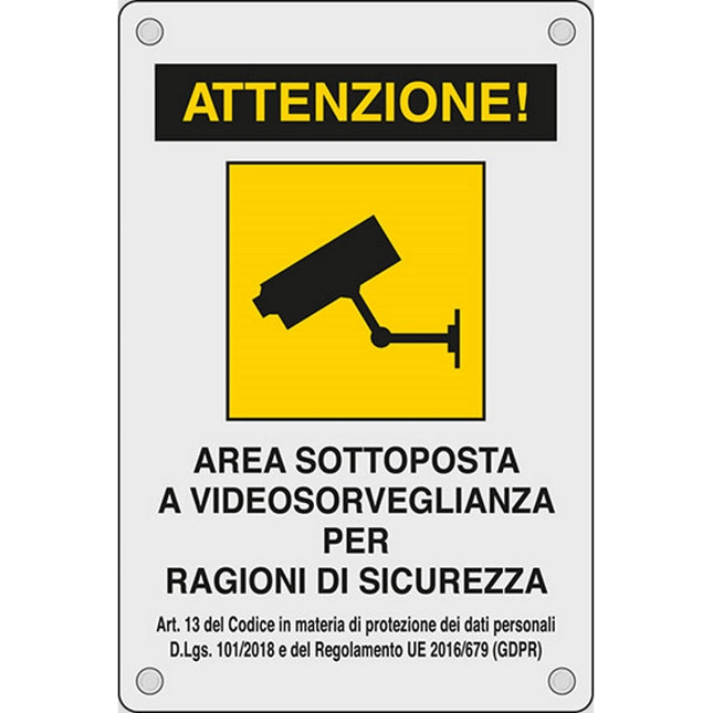 SEGNALE ATTENZIONE AREA SOTTOPOSTA A VIDEOSORV...ADESIVO MM300X200