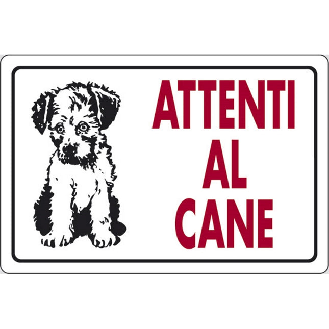 SEGNALE ATTENTI AL CANE IN PLASTICA MM300X200