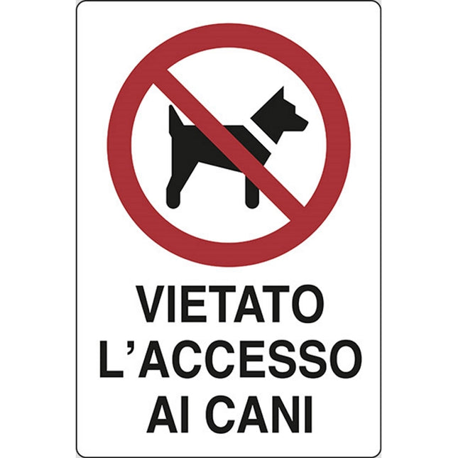 SEGNALE VIETATO L'ACCESSO AI CANI IN ALLUMINIO MM300X200