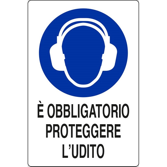 SEGNALE E' OBBLIGATORIO PROTEGGERE L'UDITO ADESIVO MM 60X 40