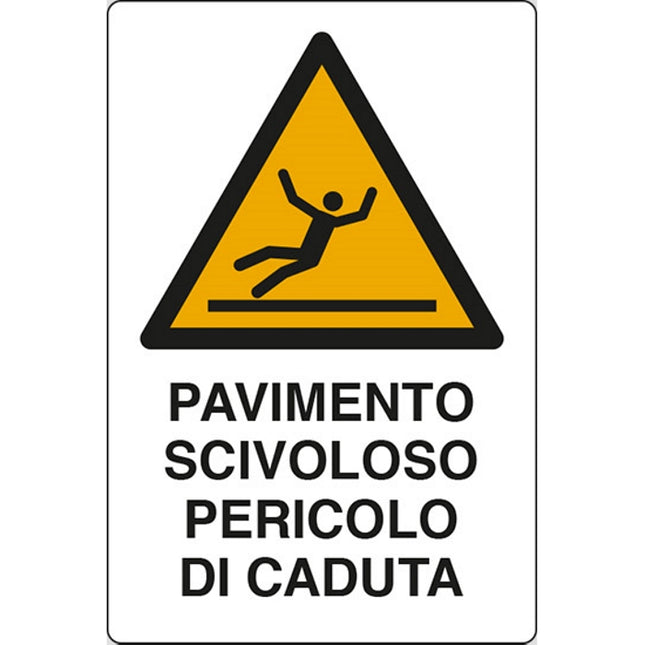 SEGNALE PAVIMENTO SCIVOLOSO PERICOLO DI CADUTA IN ALLUMINIO MM300X200