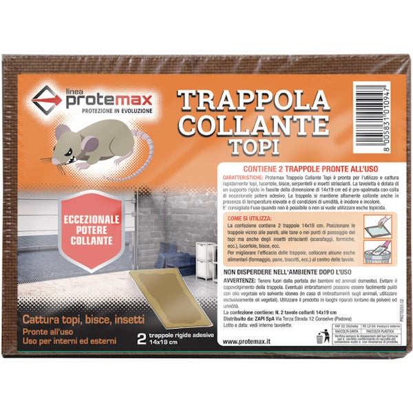 PROTEMAX TRAPPOLA COLLANTE TOPI TAVOLE CM14X19 IN BUSTA DA PZ 2