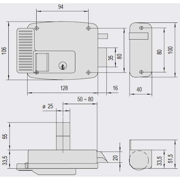 CISA ELETTROSERRATURA DA APPLICARE CON APERTURA ESTERNA ENTRATA MM60 SX