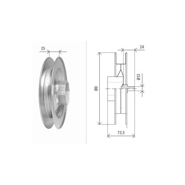 BOLIS PULEGGIA CON CALOTTA PER RULLO OTTAGONALE LISCIO TAPPARELLE