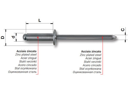 FAR RIVETTI IN ACCIAIO ZINCATO D.MM4,8X 8