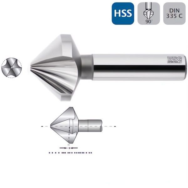 WSG SVASATORE 90° CODOLO CILINDRICO A 3 TAGLIENTI IN HSS DIN 335 C